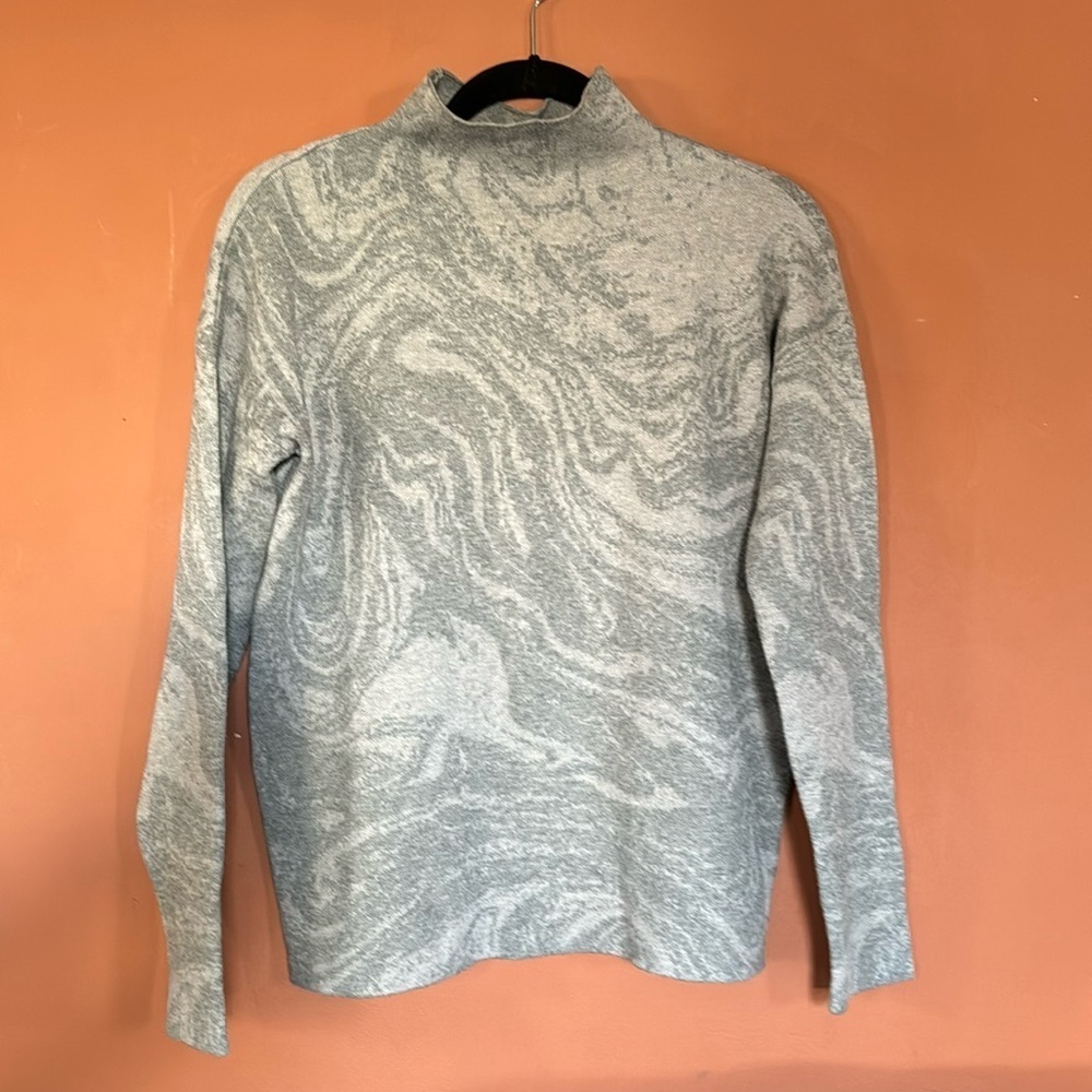 Christian Siriano NY Gray Marbled Tunic Style mock turtleneck sweater size S